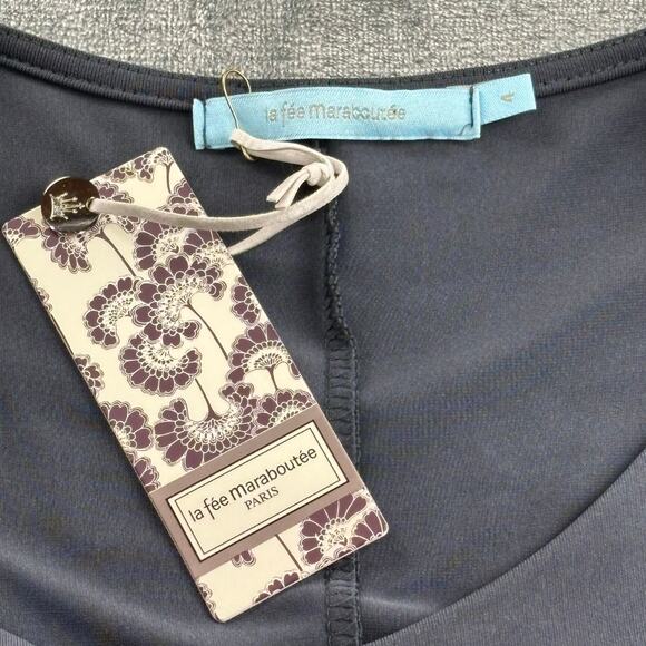 NWT La Fee Maraboutee Dress Women’s 4 Parisian Shift Draped Midi Minimalist Gray - Picture 5 of 14